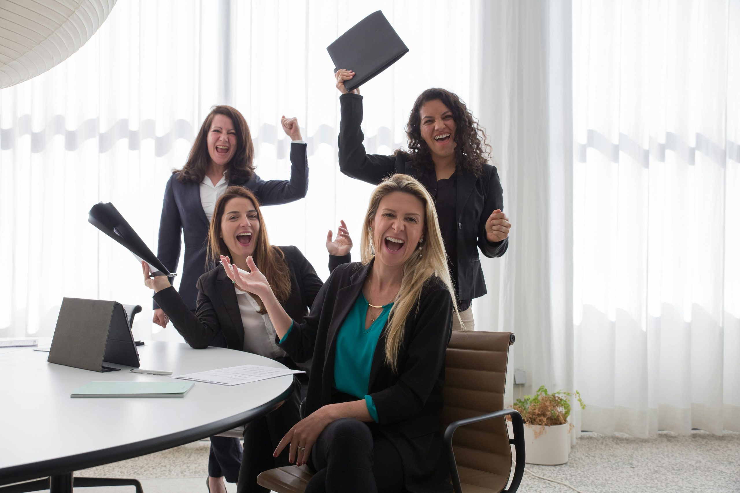 happy employees in an office